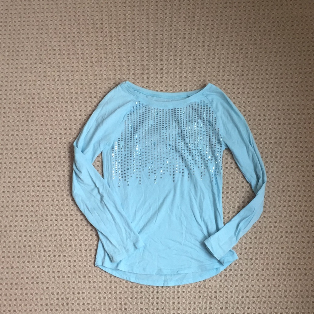 Blue sequin long sleeved shirt! Slightly used